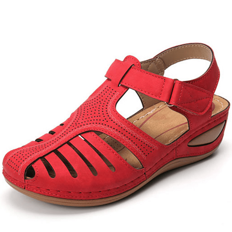 Women's Platform Sandals, Closed Toe Round Toe Solid Color Ankle Strap Sandals, Women's Hook And Loop Shoes