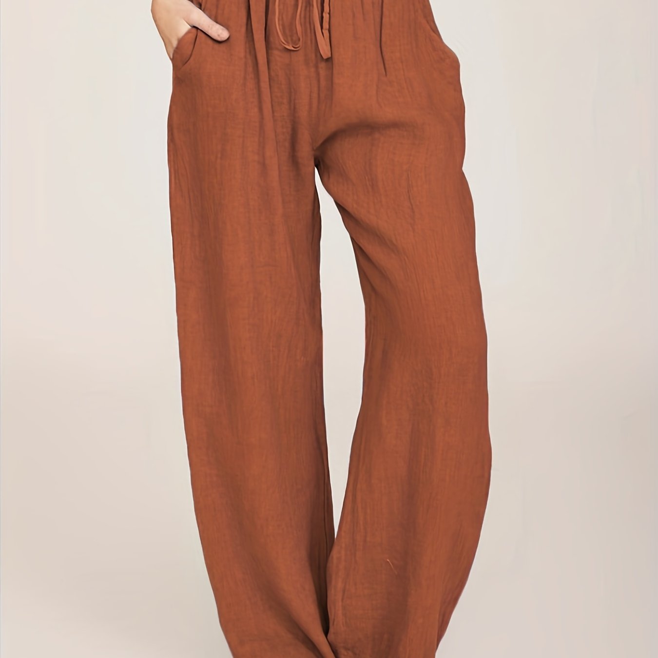 Casual Drawstring Wide Leg Pants