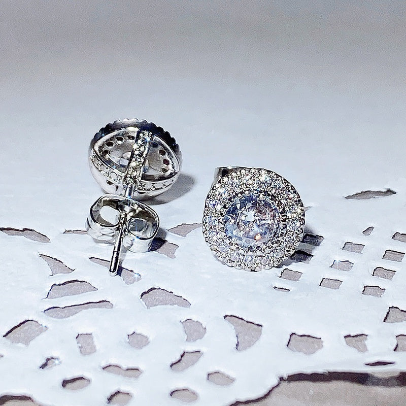 Paved White Cubic Zirconia Stud Earing