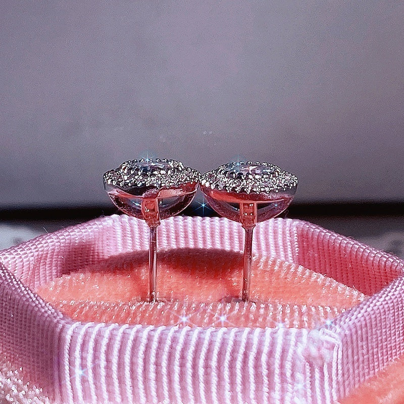 Paved White Cubic Zirconia Stud Earing