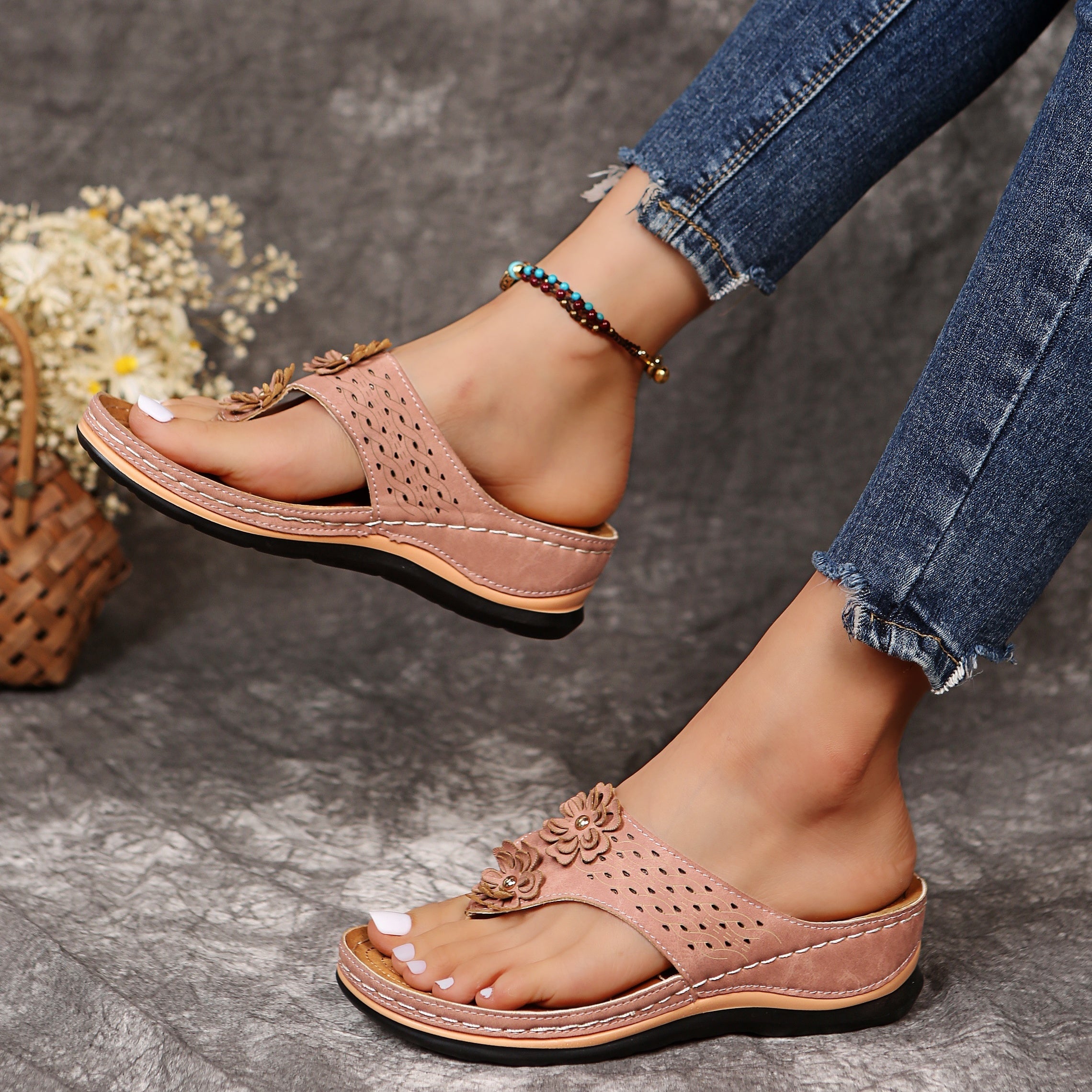 Sewn Wedge Flip-Flops