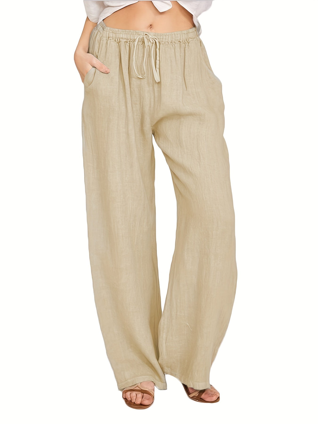 Casual Drawstring Wide Leg Pants