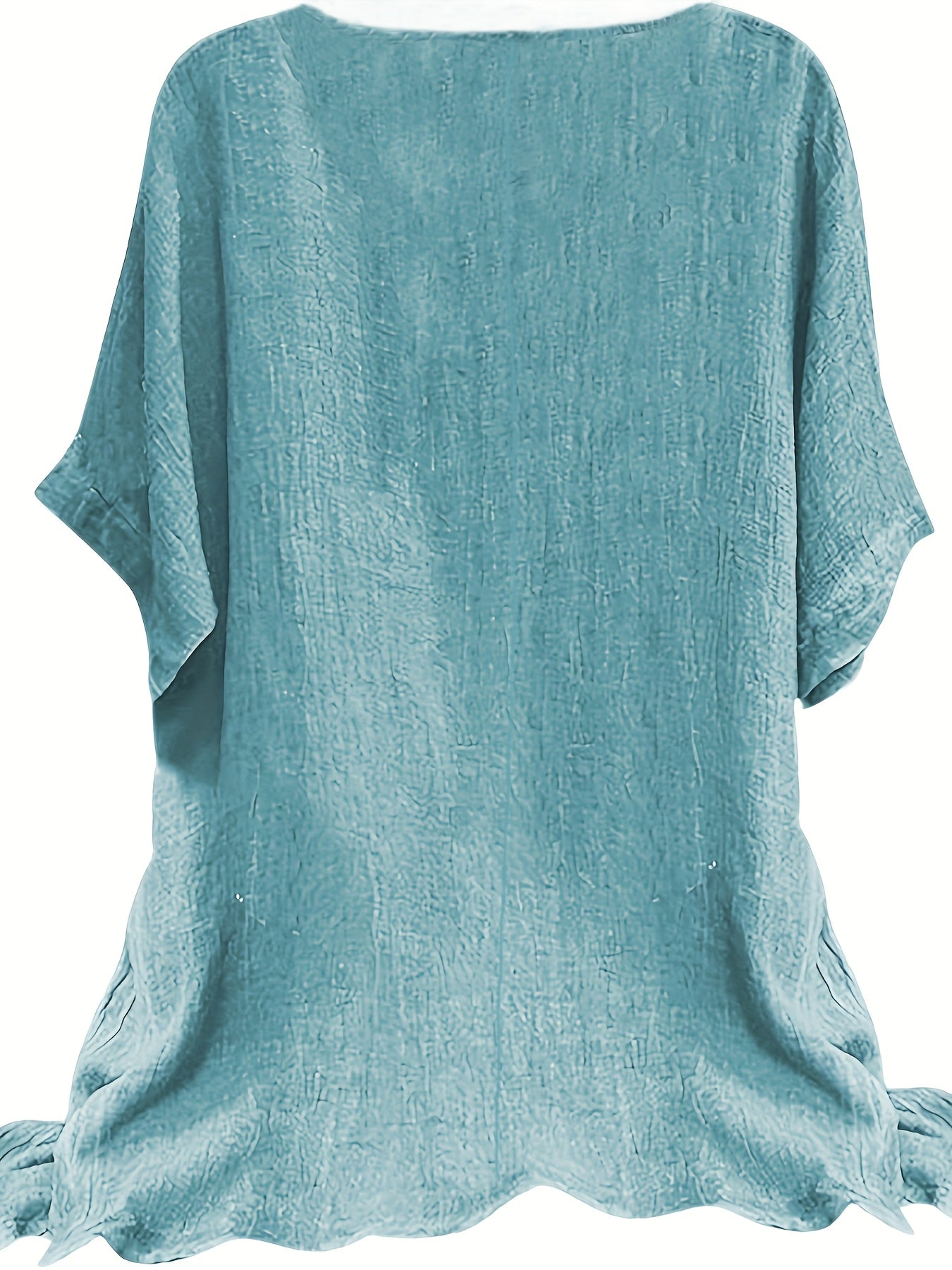 [Plus Size T-Shirt] Lightweight Plus Size Casual Short Sleeve T-Shirt | Semi-Sheer Round Neck Top, Machine Washable Non-Stretch Fabric for Spring Summer Fall, Versatile Layering Essential