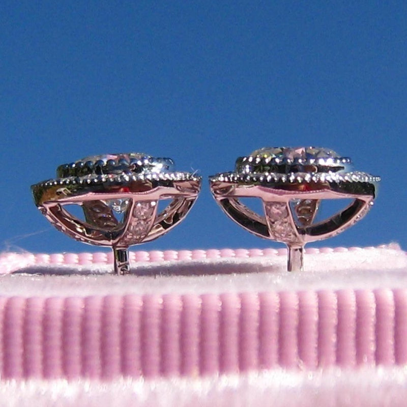 Paved White Cubic Zirconia Stud Earing