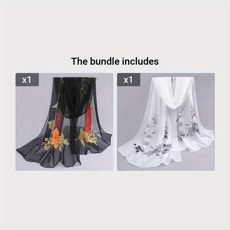 Elegant Floral Chiffon Scarf for Women