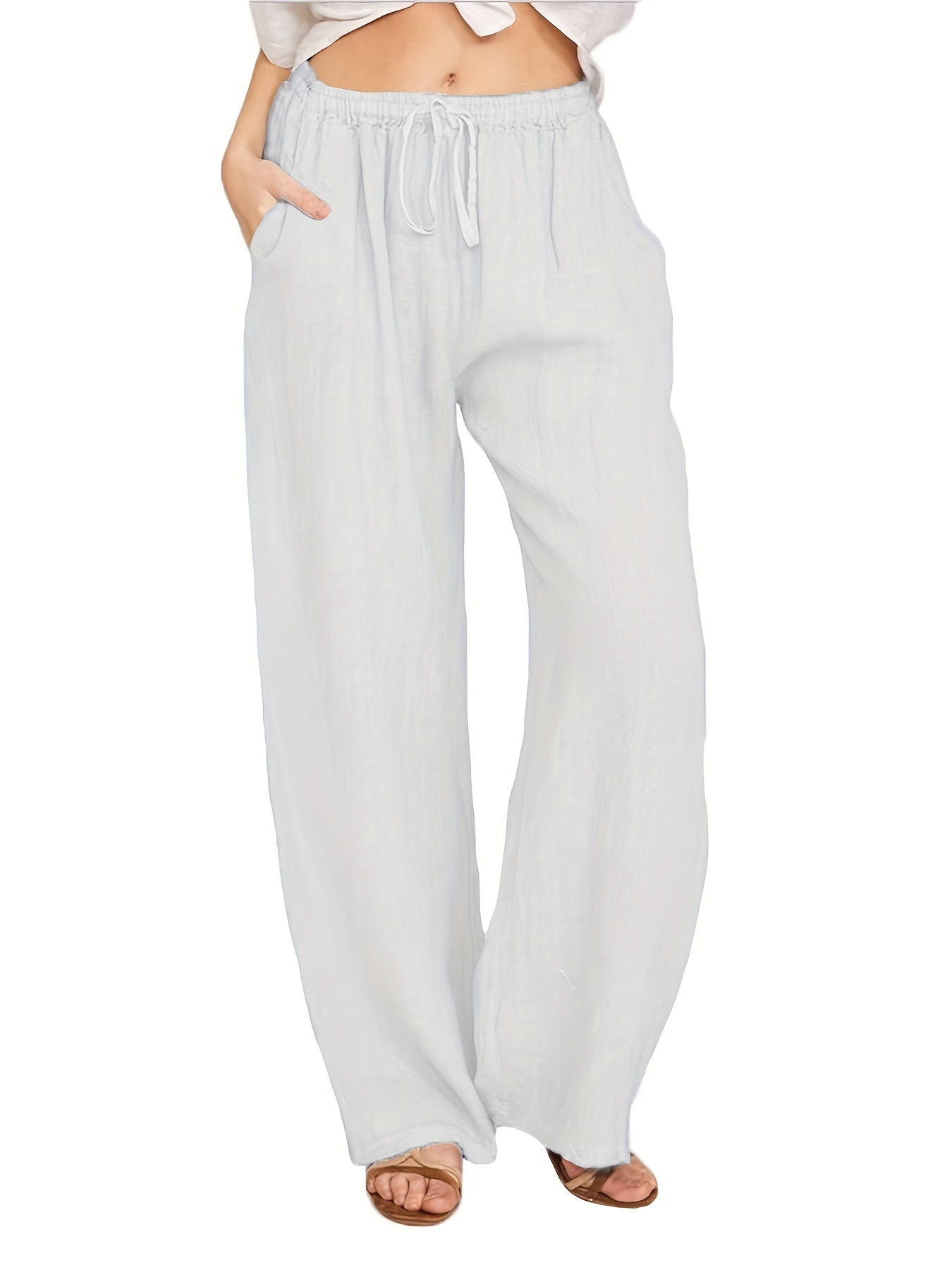 Casual Drawstring Wide Leg Pants