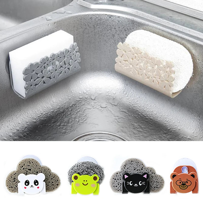 Sink suction cup sponge rack