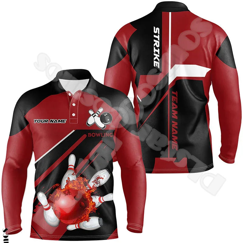 Bowling Long Sleeves Polo Jersey Shirt