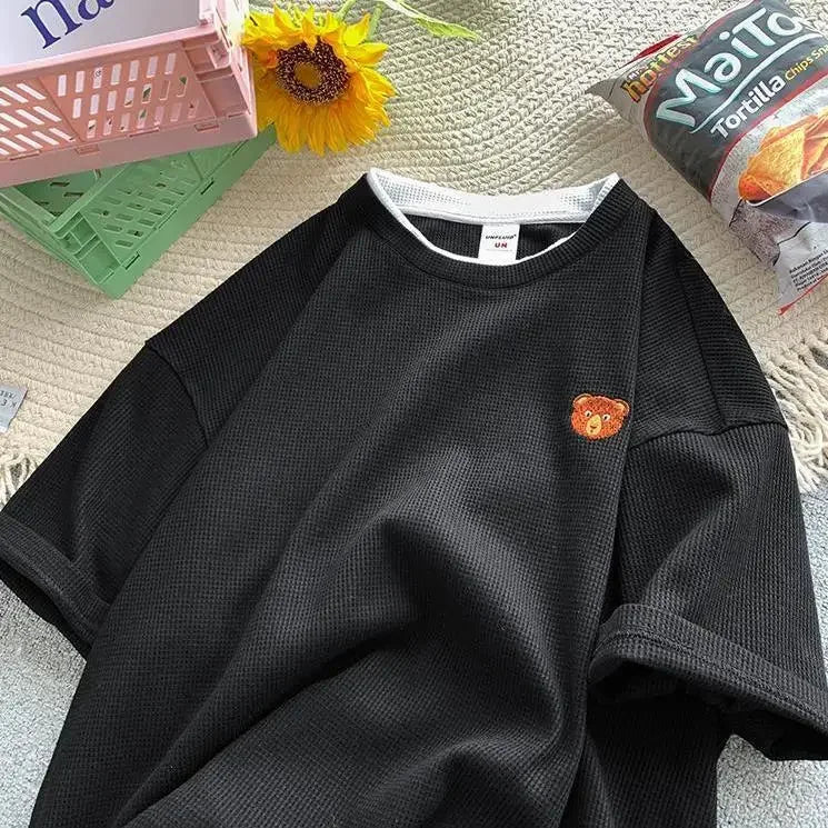 Short Sleeve Embroidery Print Tees