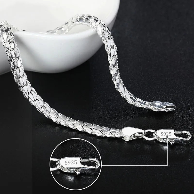Sterling Silver Square Solid Chain Bracelet