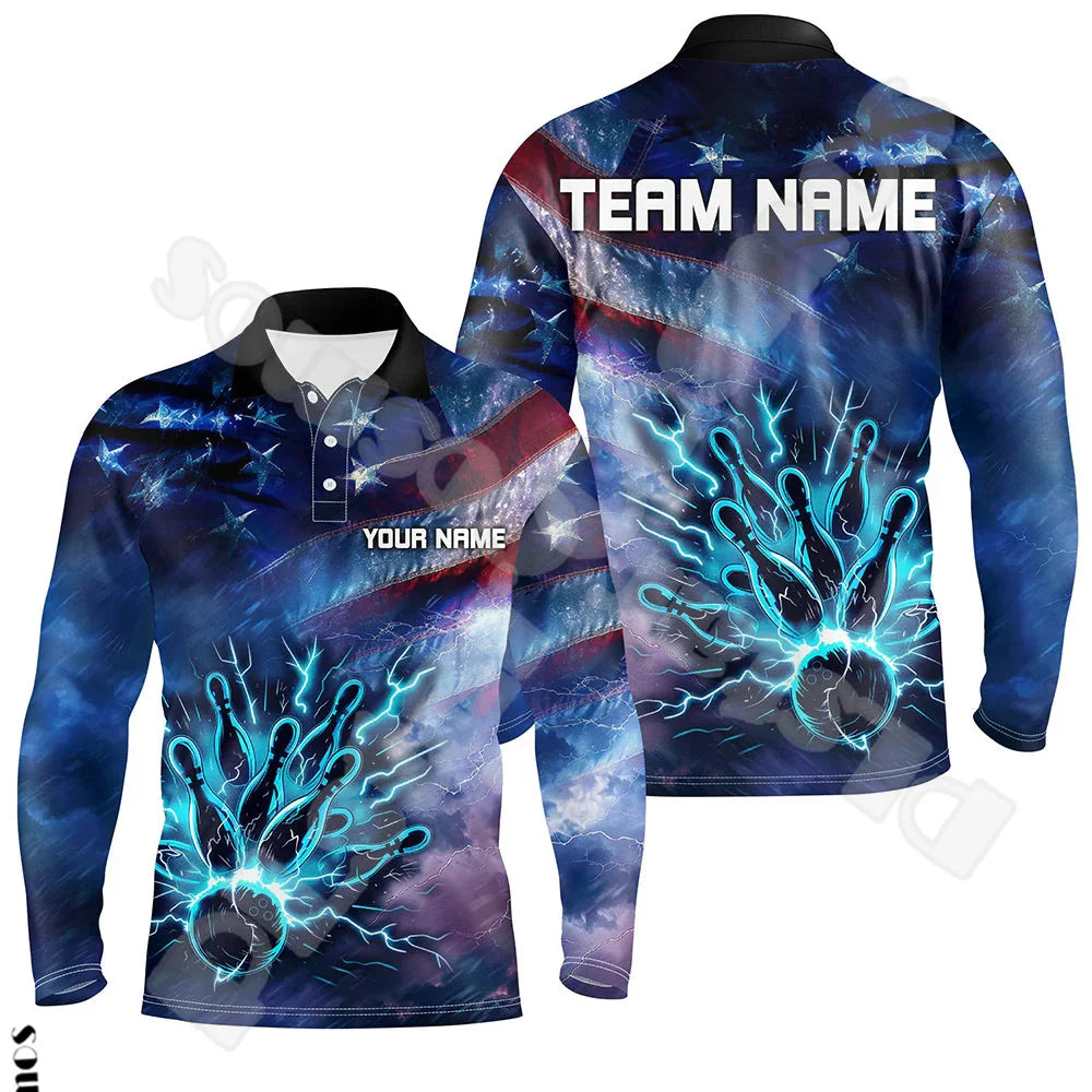 Bowling Long Sleeves Polo Jersey Shirt