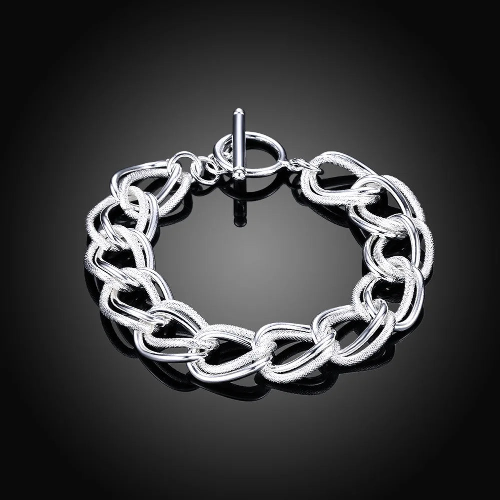 Sterling Silver Square Solid Chain Bracelet