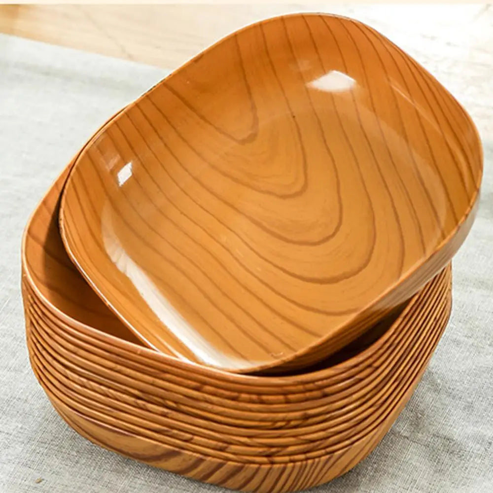 Wood Grain Plastic Square Plate