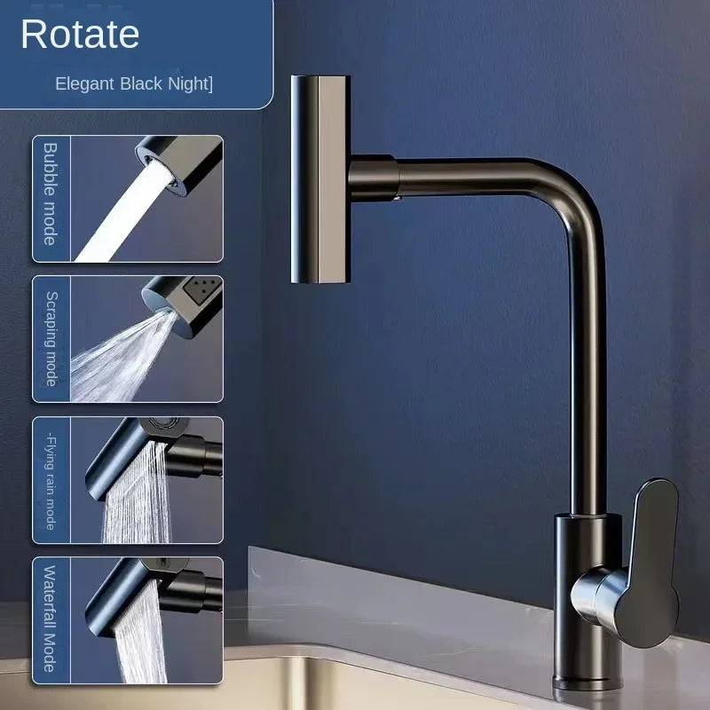 Kitchen rain and waterfall faucet