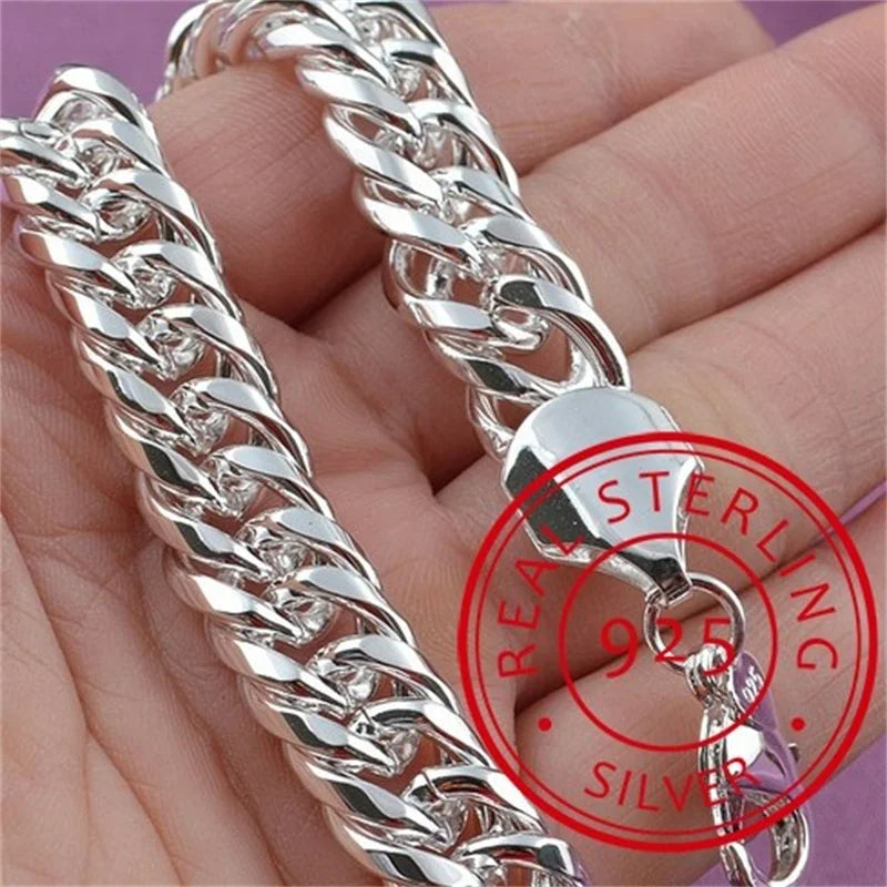 Sterling Silver Square Solid Chain Bracelet