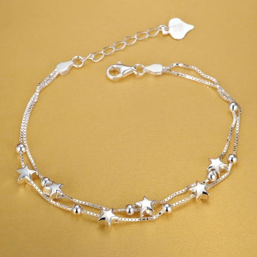 Sterling Silver Square Solid Chain Bracelet