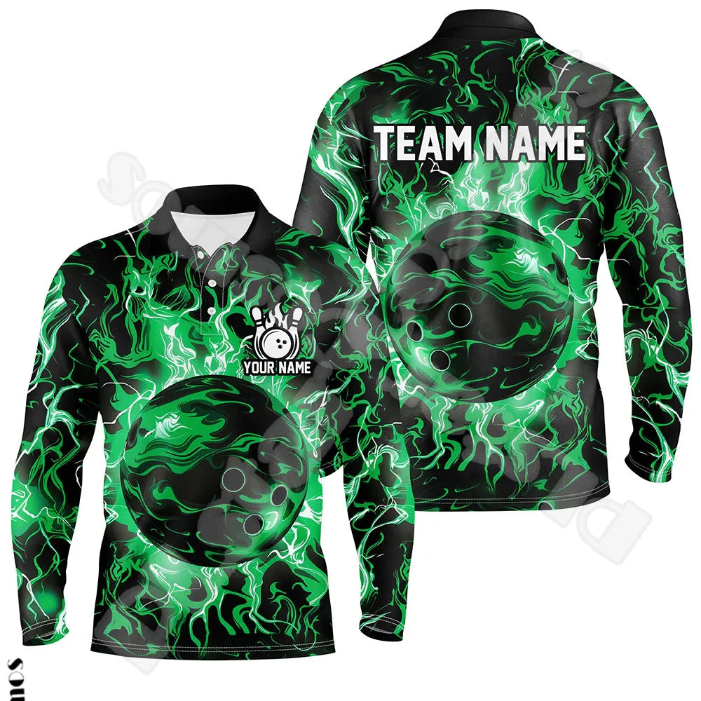 Bowling Long Sleeves Polo Jersey Shirt