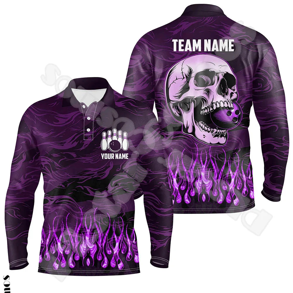 Bowling Long Sleeves Polo Jersey Shirt