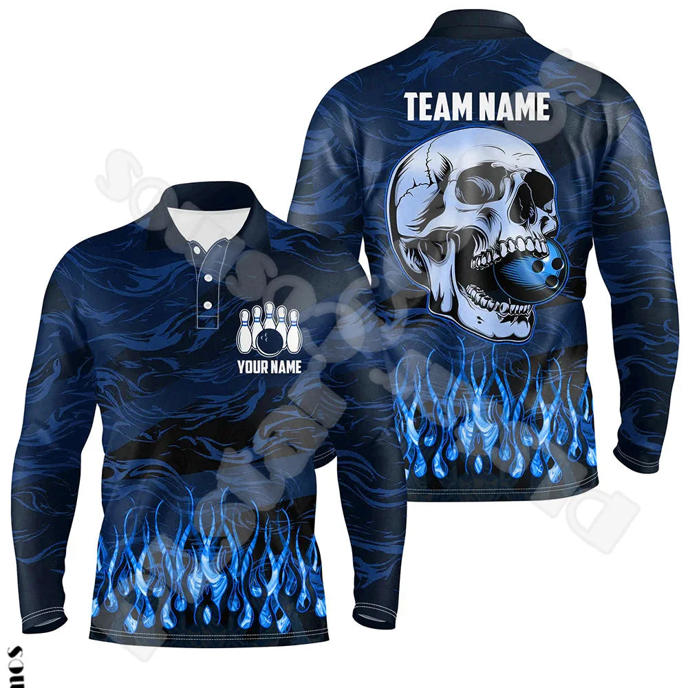 Bowling Long Sleeves Polo Jersey Shirt