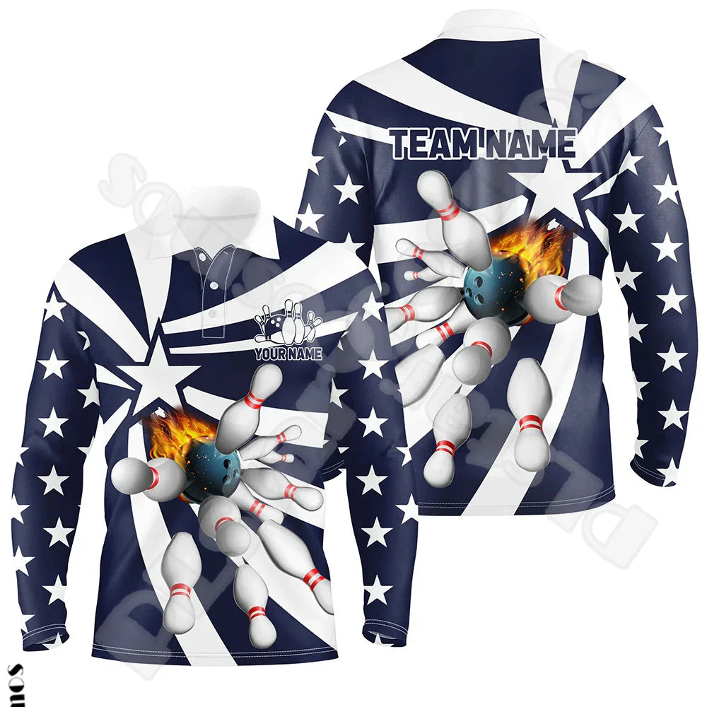 Bowling Long Sleeves Polo Jersey Shirt