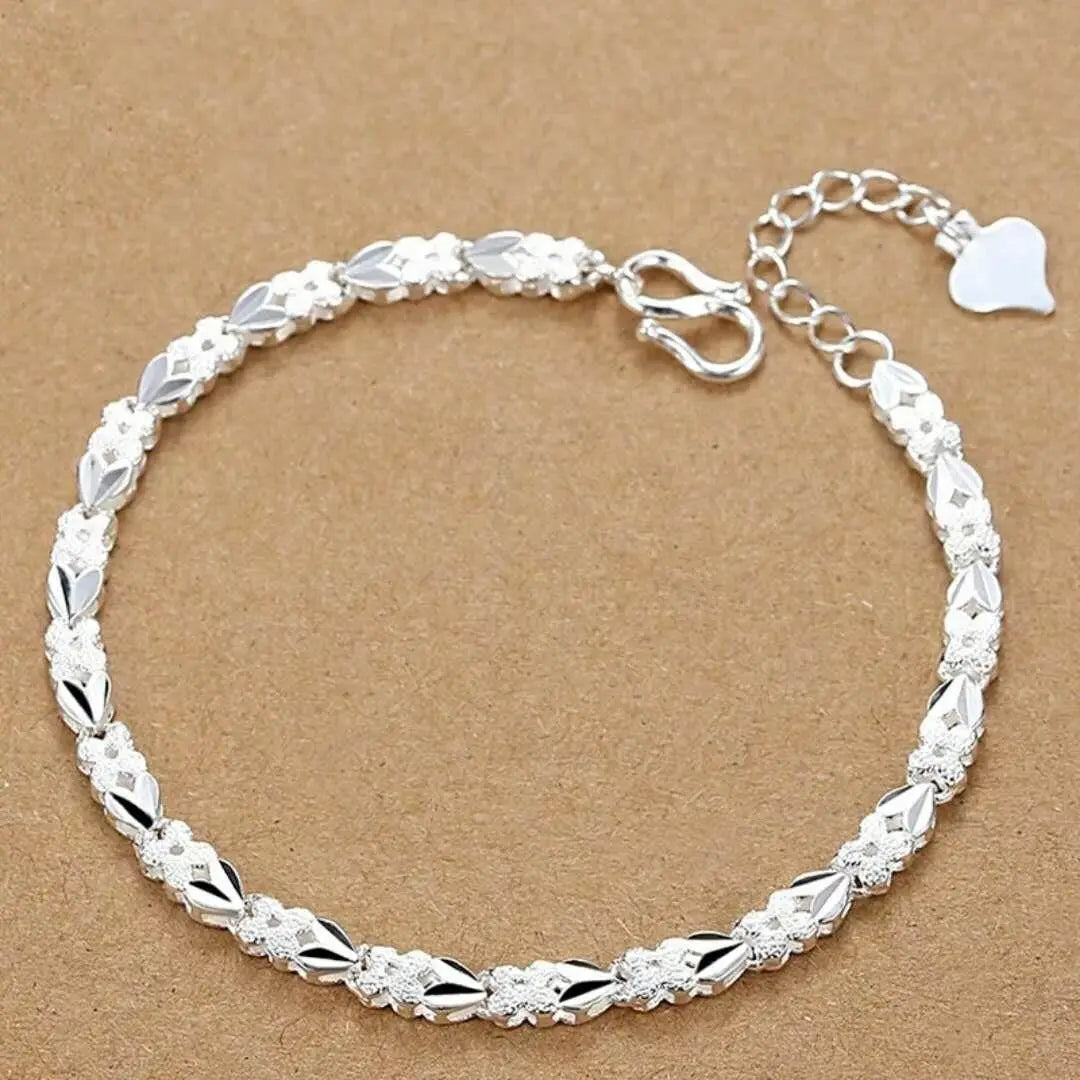 Sterling Silver Square Solid Chain Bracelet