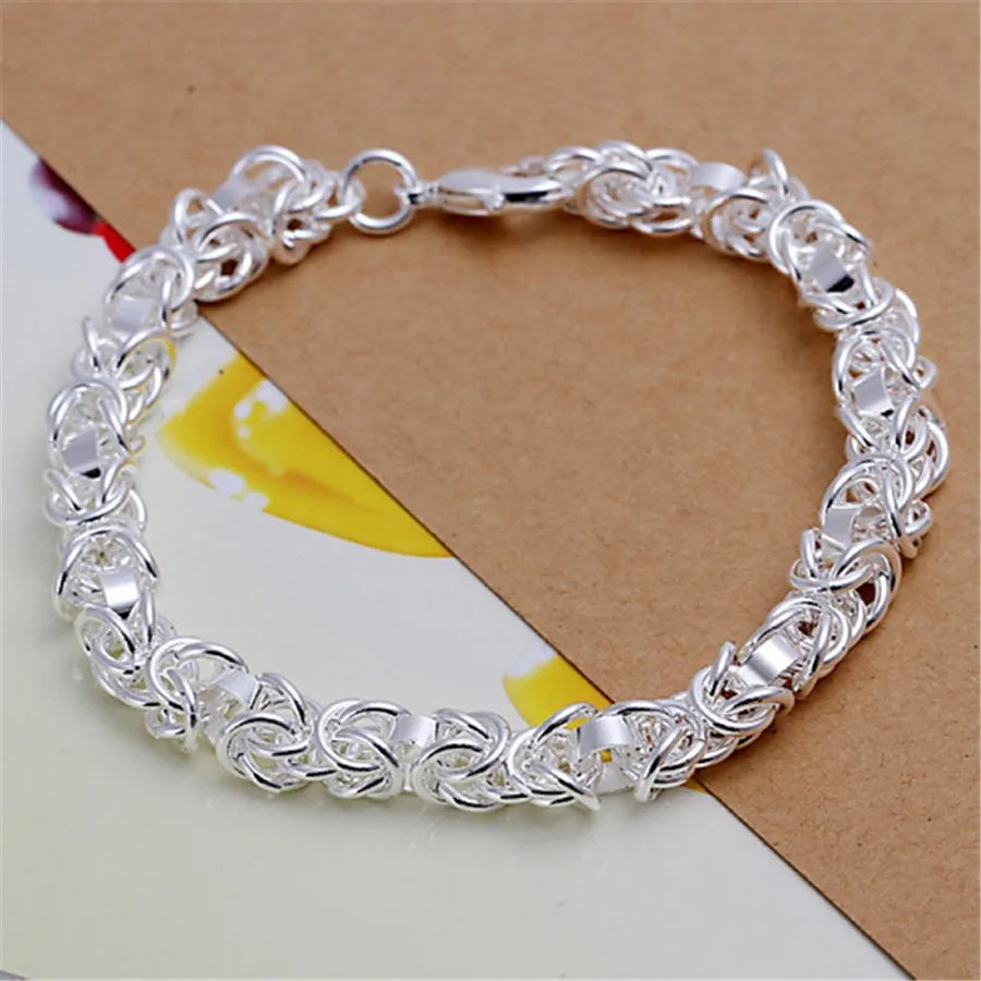 Sterling Silver Square Solid Chain Bracelet