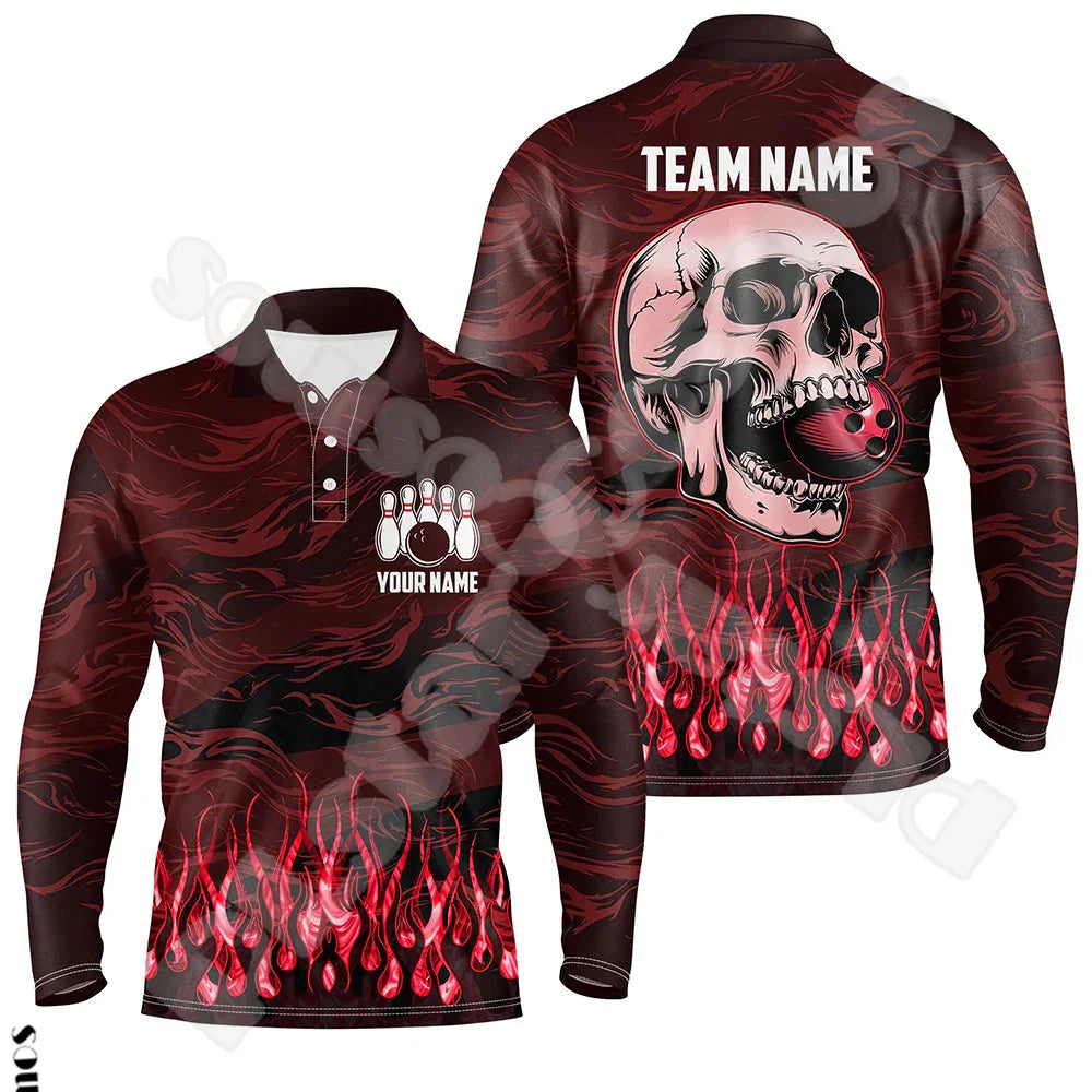 Bowling Long Sleeves Polo Jersey Shirt