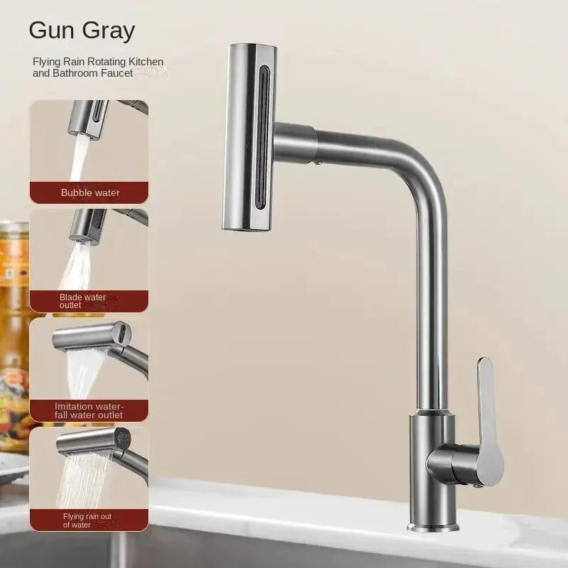 Kitchen rain and waterfall faucet