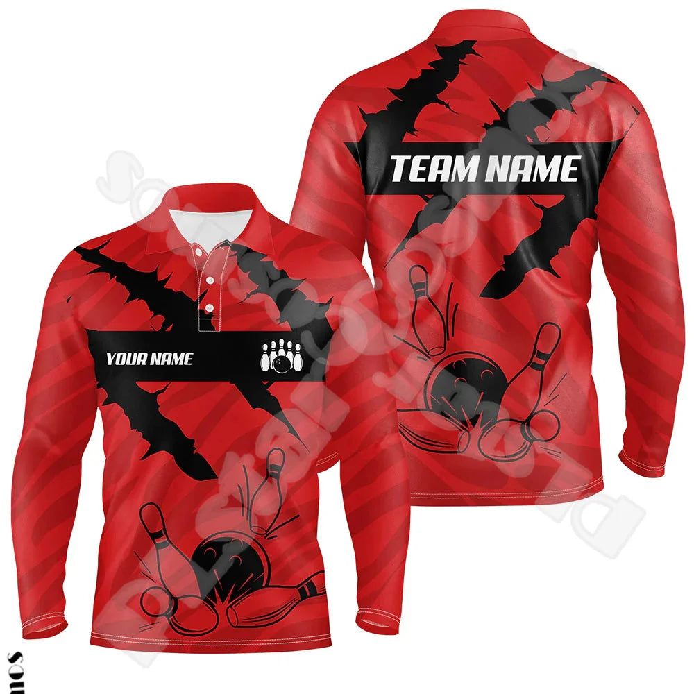 Bowling Long Sleeves Polo Jersey Shirt