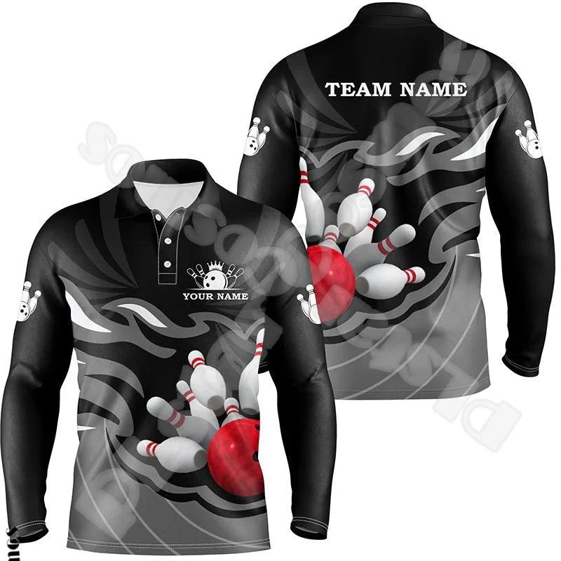 Bowling Long Sleeves Polo Jersey Shirt