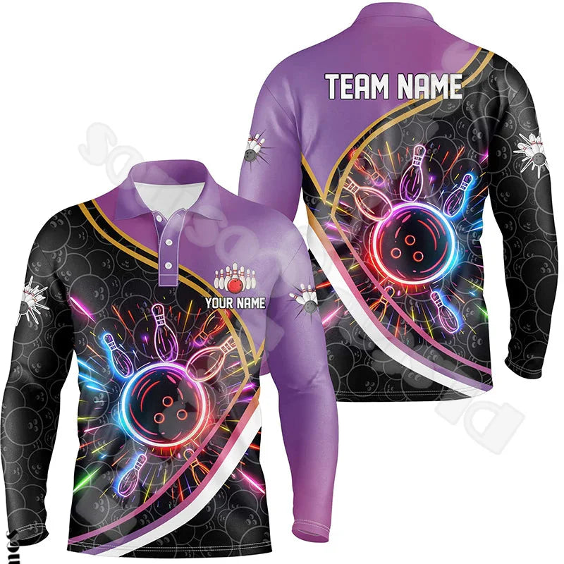 Bowling Long Sleeves Polo Jersey Shirt