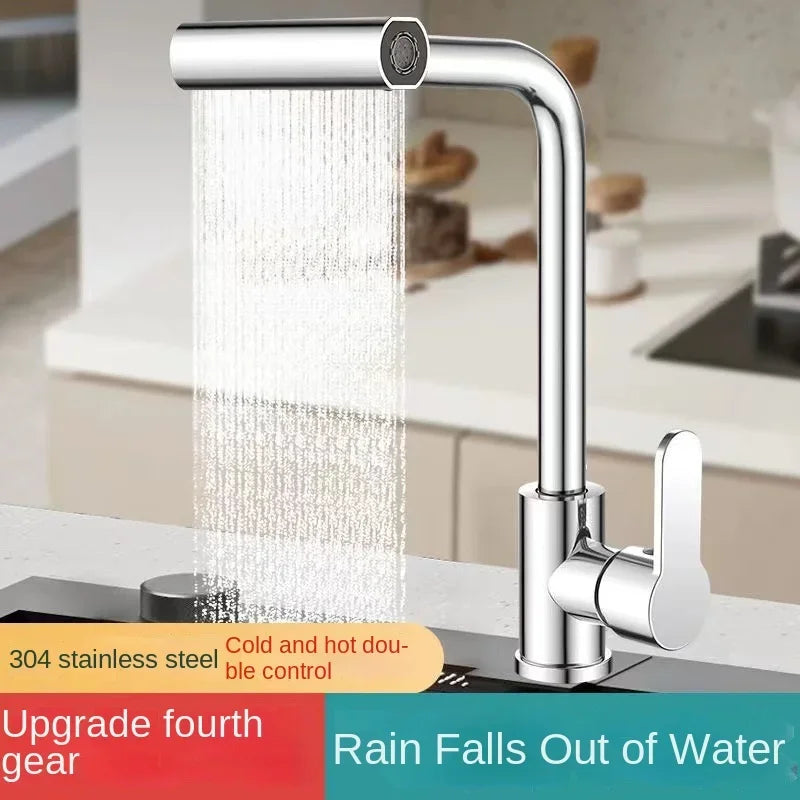 Kitchen rain and waterfall faucet