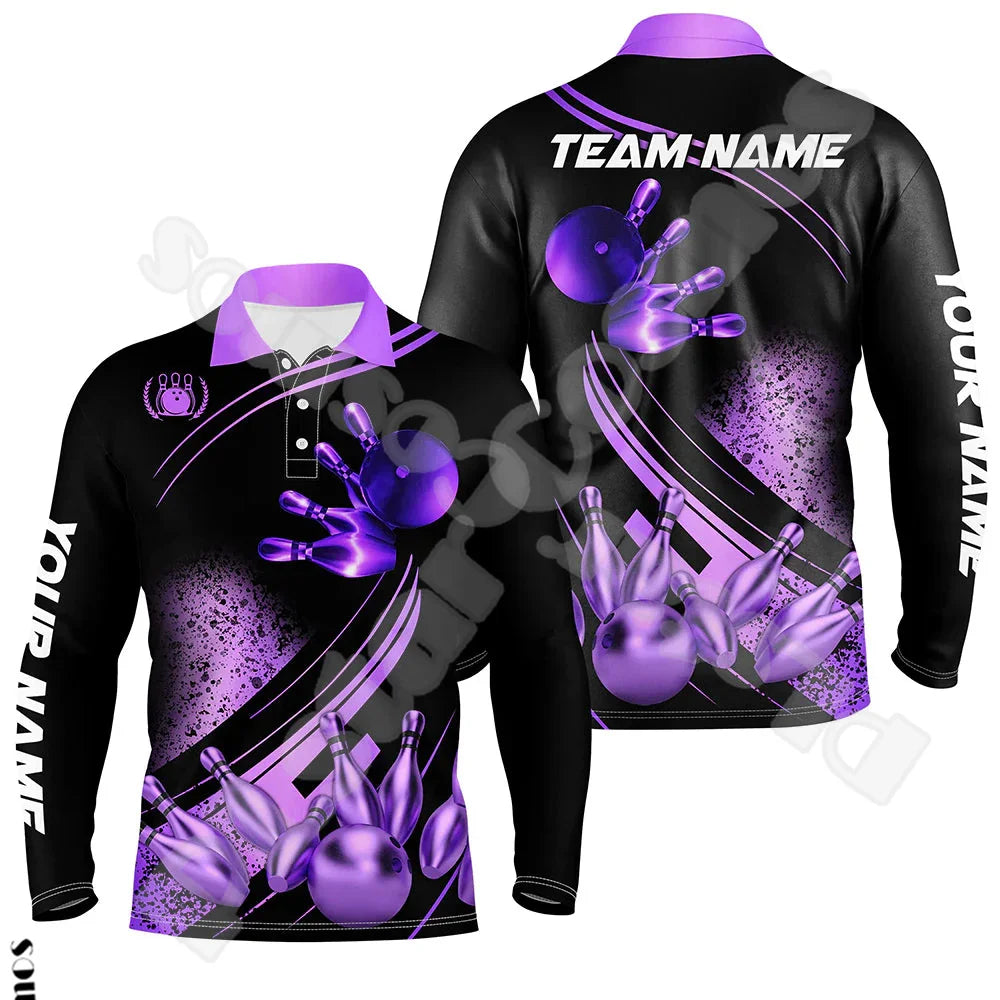 Bowling Long Sleeves Polo Jersey Shirt
