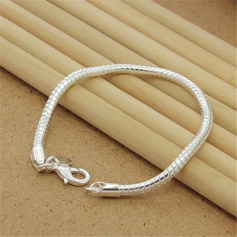 Sterling Silver Square Solid Chain Bracelet