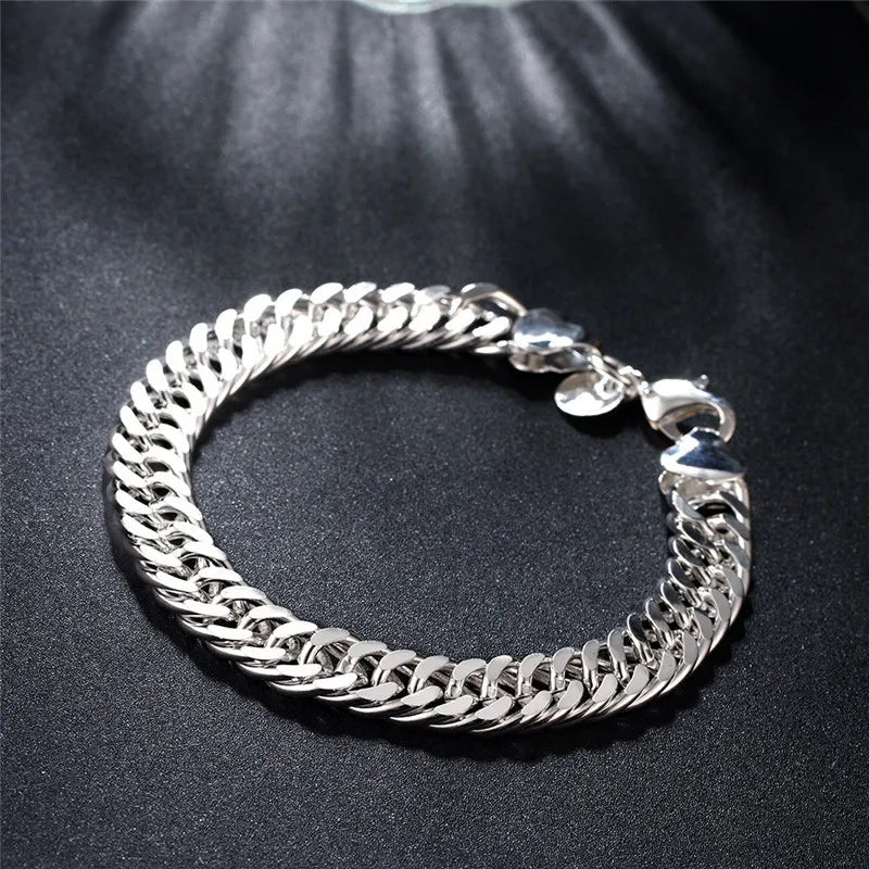 Sterling Silver Square Solid Chain Bracelet