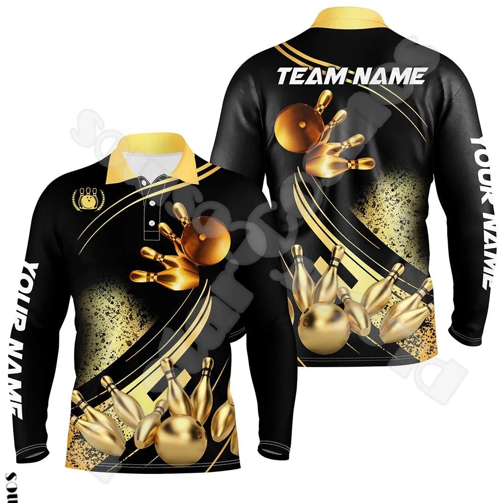 Bowling Long Sleeves Polo Jersey Shirt