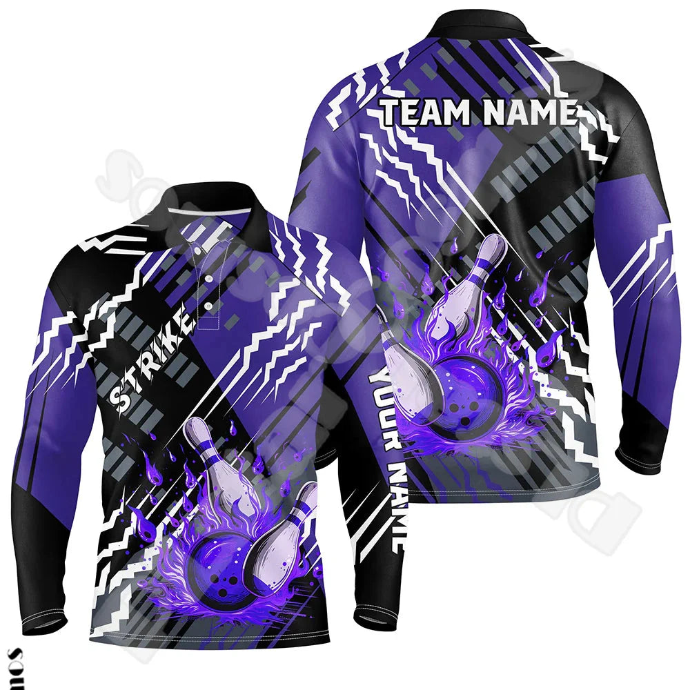 Bowling Long Sleeves Polo Jersey Shirt