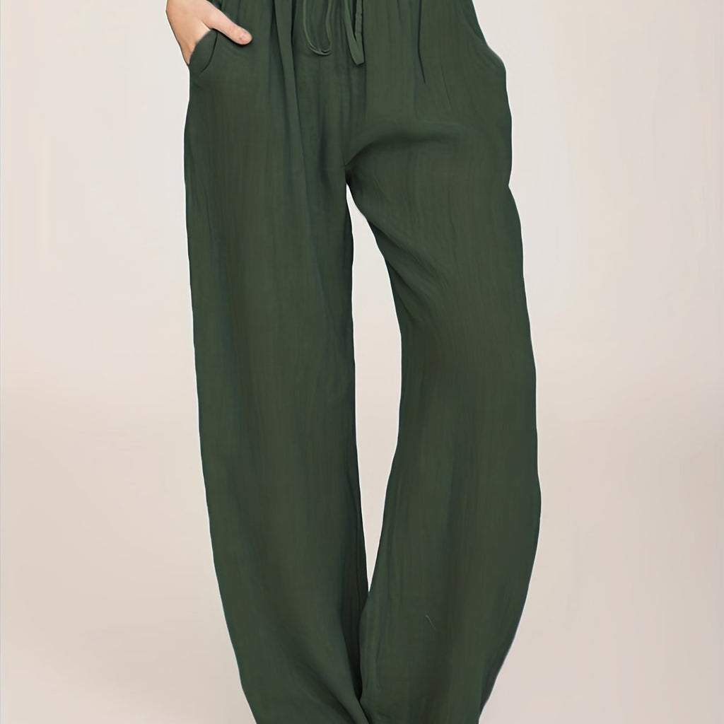Casual Drawstring Wide Leg Pants