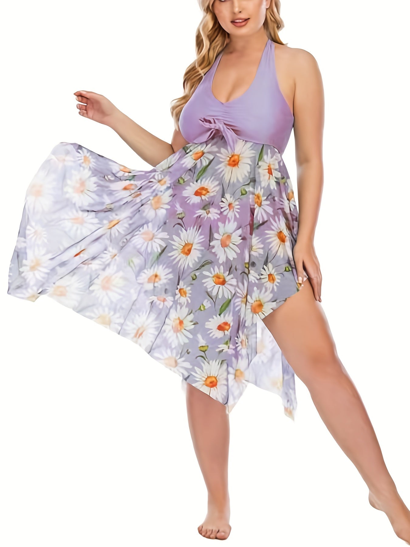 Skirt Style Swimsuit with flower print