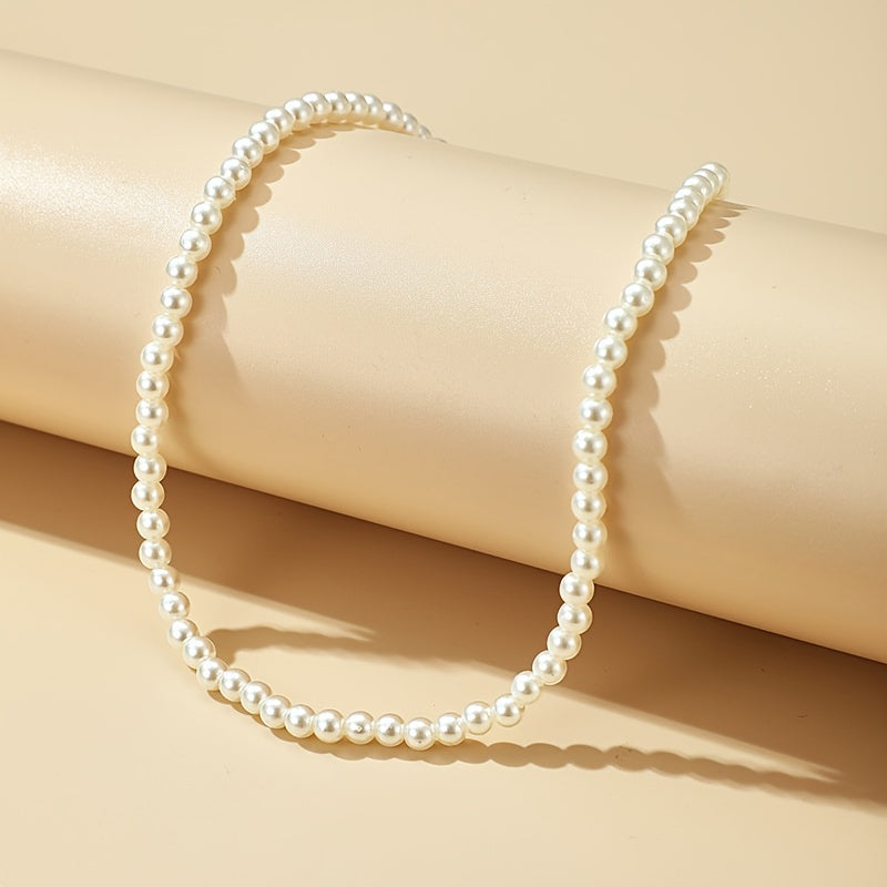 Elegant Single-Strand Faux Pearl Choker