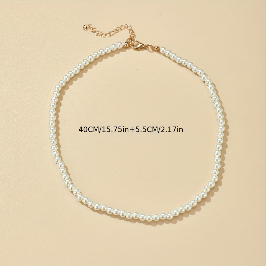 Elegant Single-Strand Faux Pearl Choker