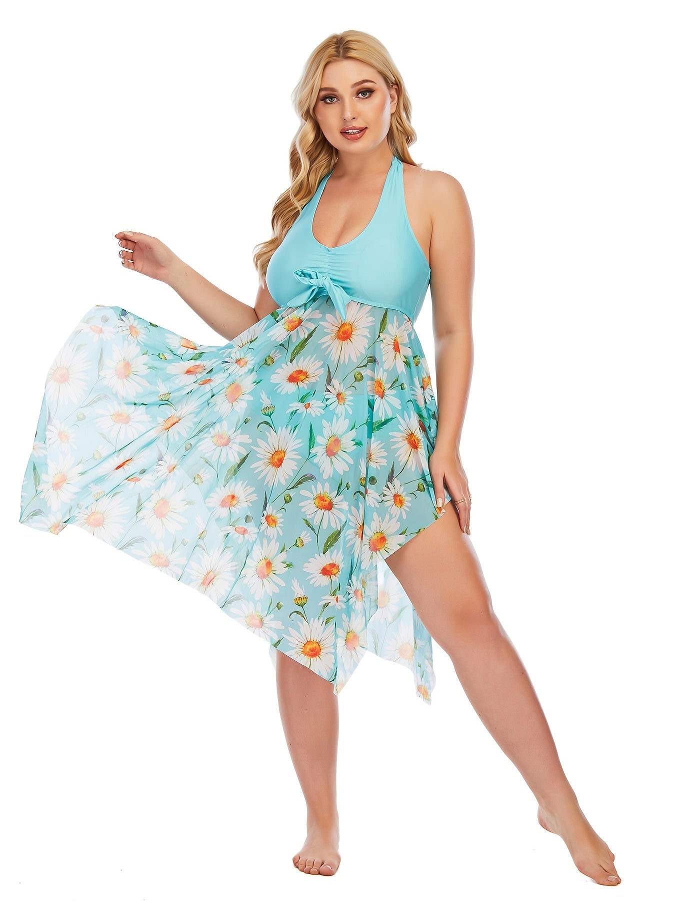 Skirt Style Swimsuit with flower print