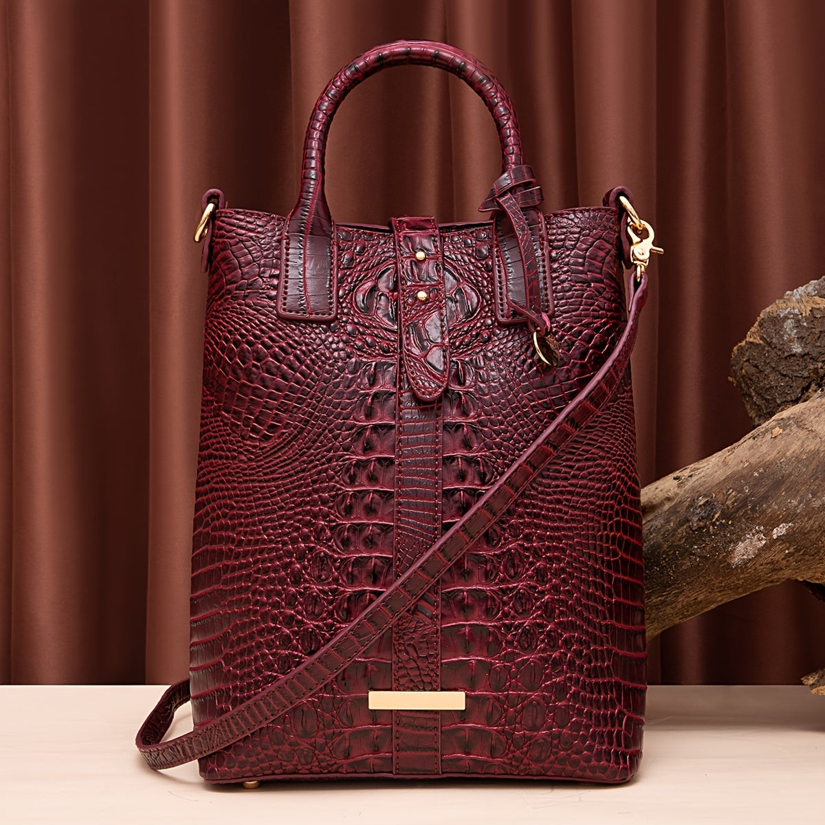 Elegant Crocodile Pattern Tote Bag