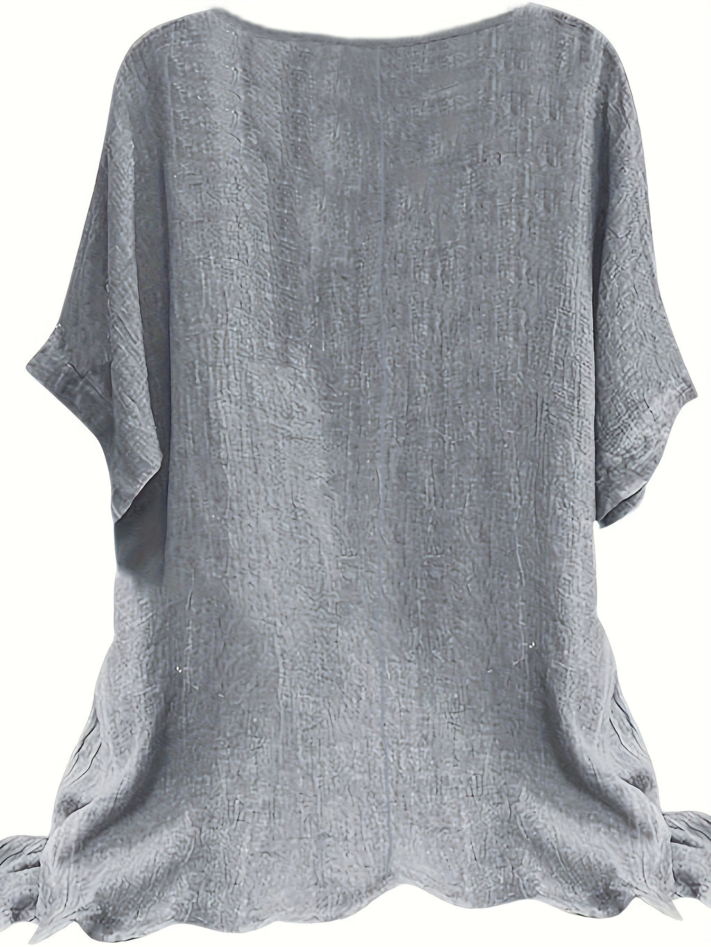 [Plus Size T-Shirt] Lightweight Plus Size Casual Short Sleeve T-Shirt | Semi-Sheer Round Neck Top, Machine Washable Non-Stretch Fabric for Spring Summer Fall, Versatile Layering Essential